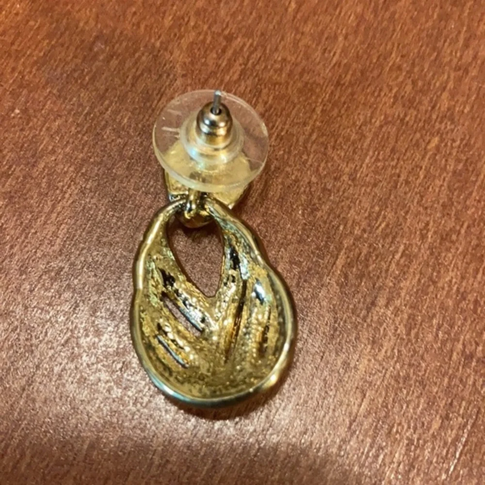Gold tone and CZ drop earrings